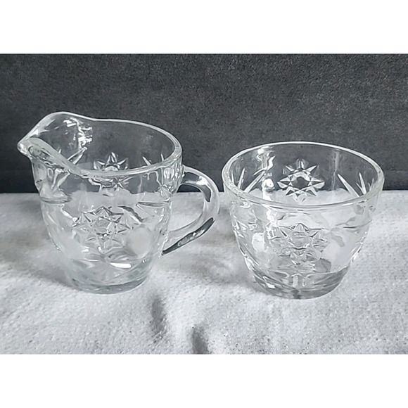 Anchor Hocking Other - Vintage Anchor Hocking Star of David Clear Glass Creamer and Sugar Set